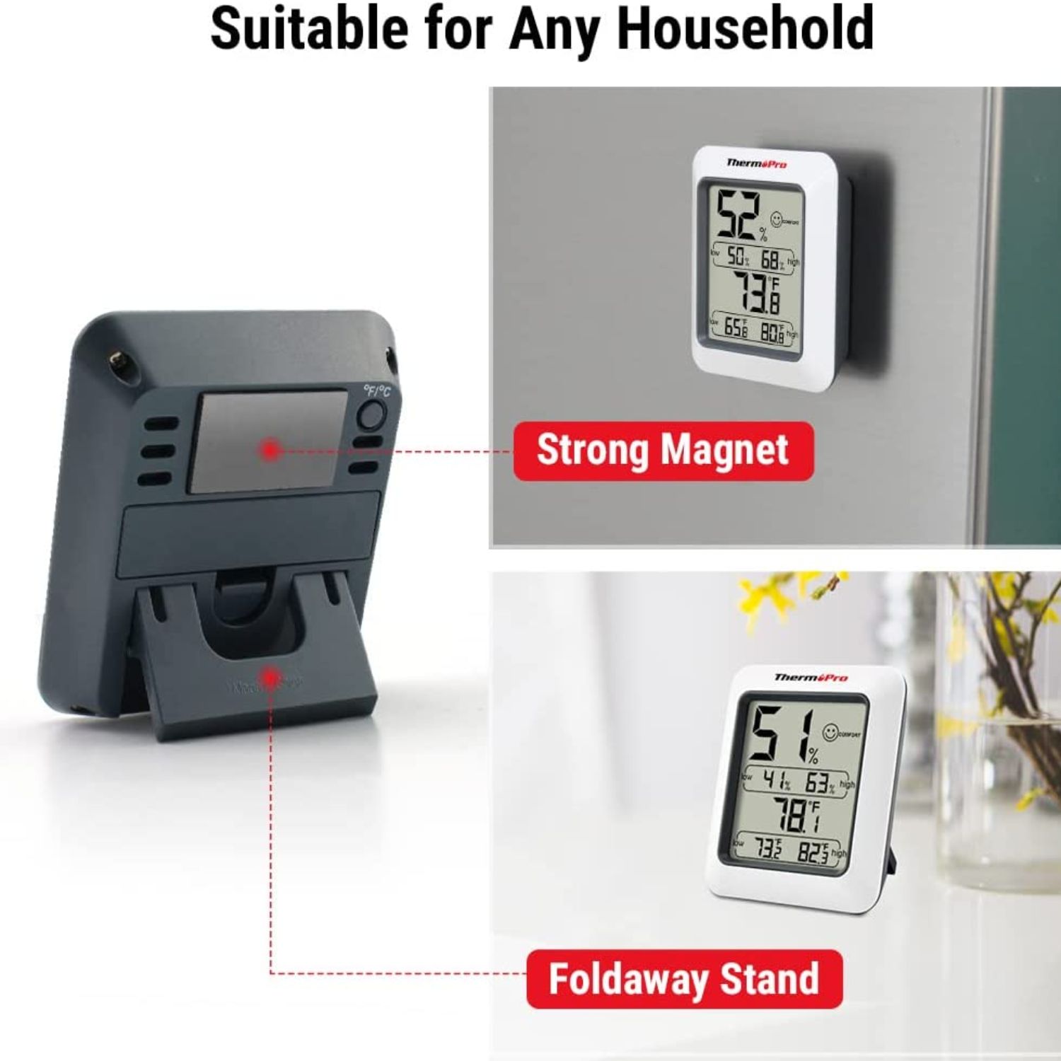 LOCKDOWN Digital Hygrometer for Temperature and Humidity