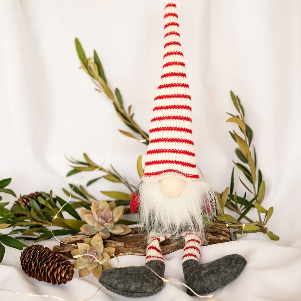 Red + White Striped Spring Gnome