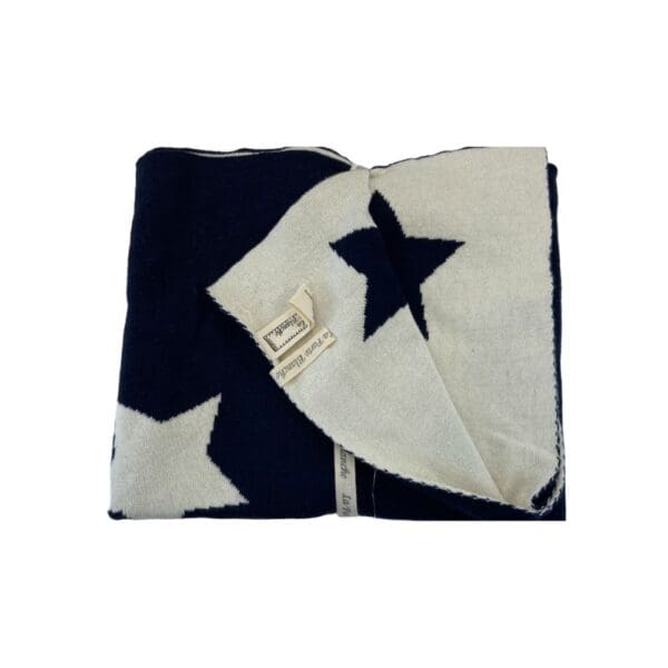 La Porte Blanche 100% Cotton Baby Blanket Navy+White Stars