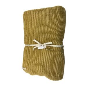 La Porte Blanche Cotton Knit Throw Ochre