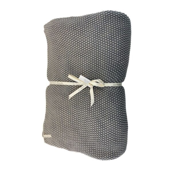 La Porte Blanche Cotton Knit Throw Pebble Grey