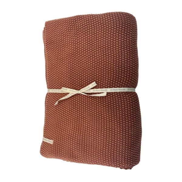 La Porte Blanche Cotton Knit Throw Rust