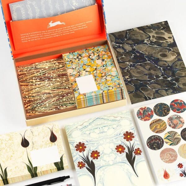 Letter Writing Set Marbled Paper Design