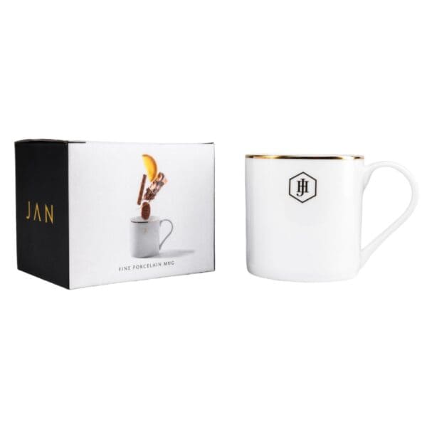 JAN Gold Rimmed Coffee Mug