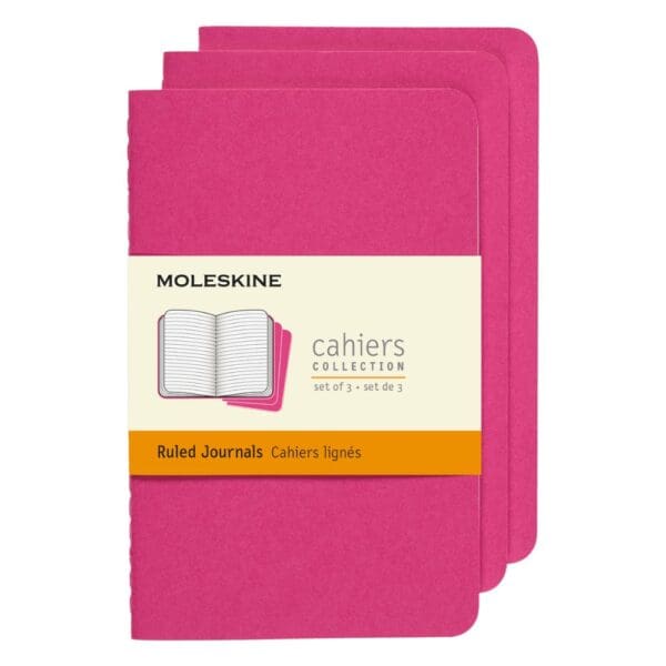 Moleskine Cahier Notebook Pink L Ruled Three