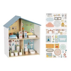 Hi Pando Wooden Doll House 14 Piece
