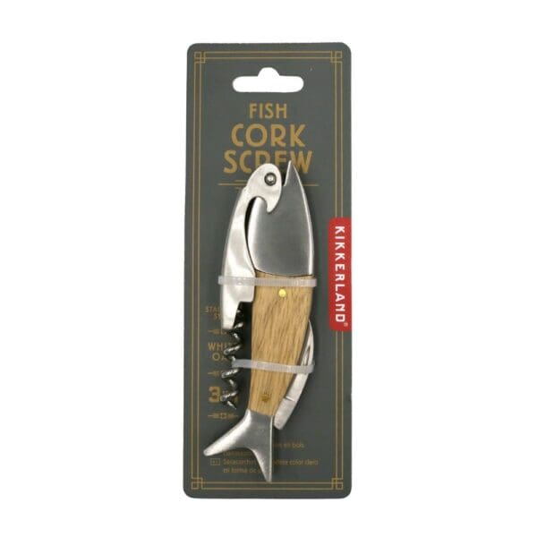 Kikkerland Light Wood Fish Corkscrew