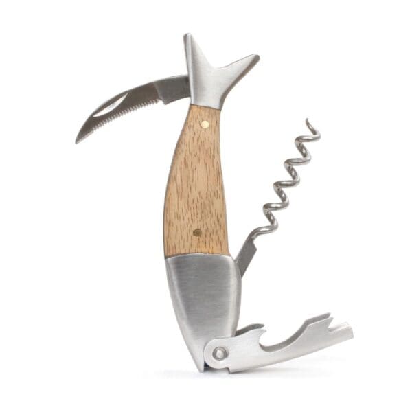 Kikkerland Light Wood Fish Corkscrew - Image 2
