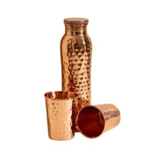 Copper Bottle & Cup Gift Set Hammered