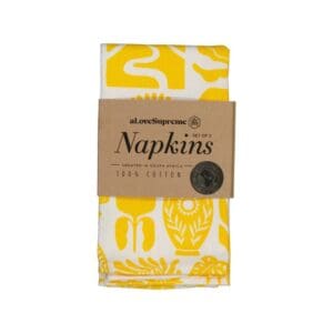 A Love Supreme Fabric Napkins Africa Yellow/White