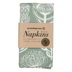 A Love Supreme Fabric Napkins Floral Kingdom White/Sage