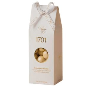 1701 White Chocolate & Gold Dusted Macadamia Pearls 200G