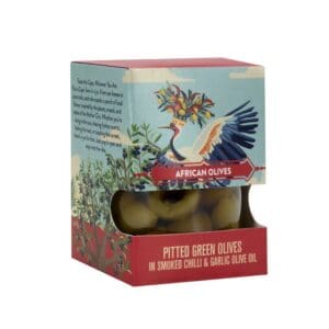 African Oils Pitted Green Olives - Chilli & Garlic Olive Oil