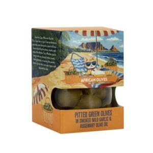 African Oils Pitted Green Olives - Smoked Garlic & Rosemary