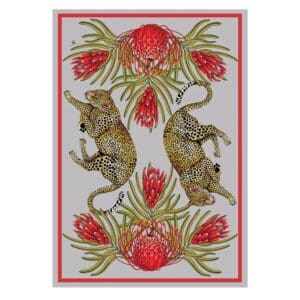 Bellezza Tea Towel Natural Linen Blend – Leopard Red