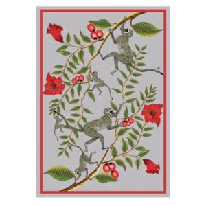 Bellezza Tea Towel Natural Linen Blend – Monkey Red