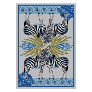 Bellezza Tea Towel Natural Linen Blend – Zebra Blue