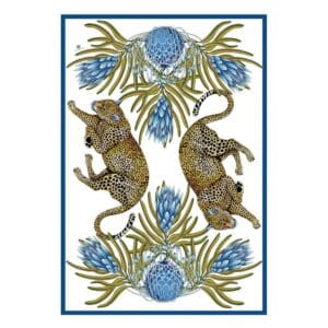 Bellezza Tea Towel White Cotton Twill – Leopard Blue