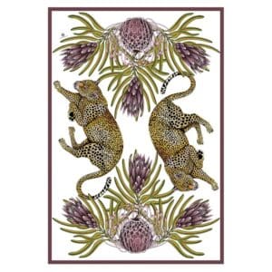 Bellezza Tea Towel White Cotton Twill – Leopard Plum