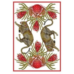 Bellezza Tea Towel White Cotton Twill – Leopard Red