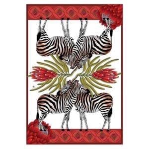 Bellezza Tea Towel White Cotton Twill – Zebra Red